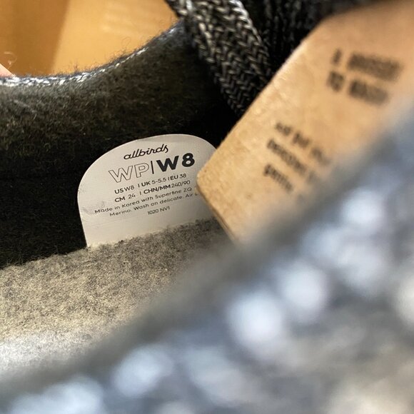 Allbirds Women 8 Wool Piper Raven Black Lace Up Comfort Round Toe New - Picture 5 of 7